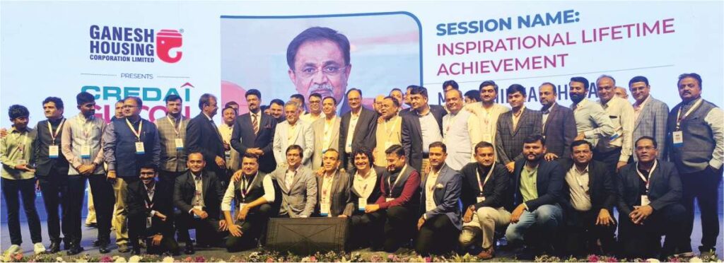 Veljibhai sheta honoured with lifetime achievement award at credai gujcon 2025-2