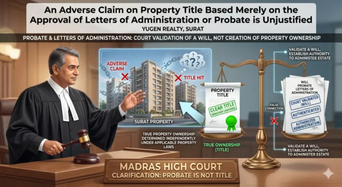 An adverse claim on property title based merely on the approval of letters of administration or probate is unjustified-1 An adverse claim on property title based merely on the approval of letters of administration or probate is unjustified-1